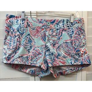 Lilly Pulitzer Walsh Shorts Size 10 Shell Print 100% Cotton